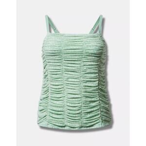 Torrid Women's Plus Hemlock Mint & Cream Mesh Shirred Cami Top Size 2 2X New